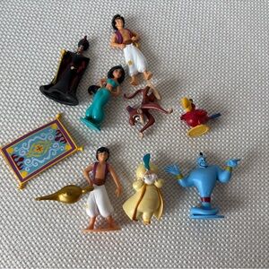 ALADDIN Figure Play Set DISNEY PVC TOY Jafar JASMINE Genie RAJAH Iago CARPET Abu